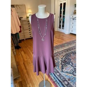 Ann Taylor LOFT Plum Purple Drop Waist Flounce Ruffle Dress Sleeveless Size 6